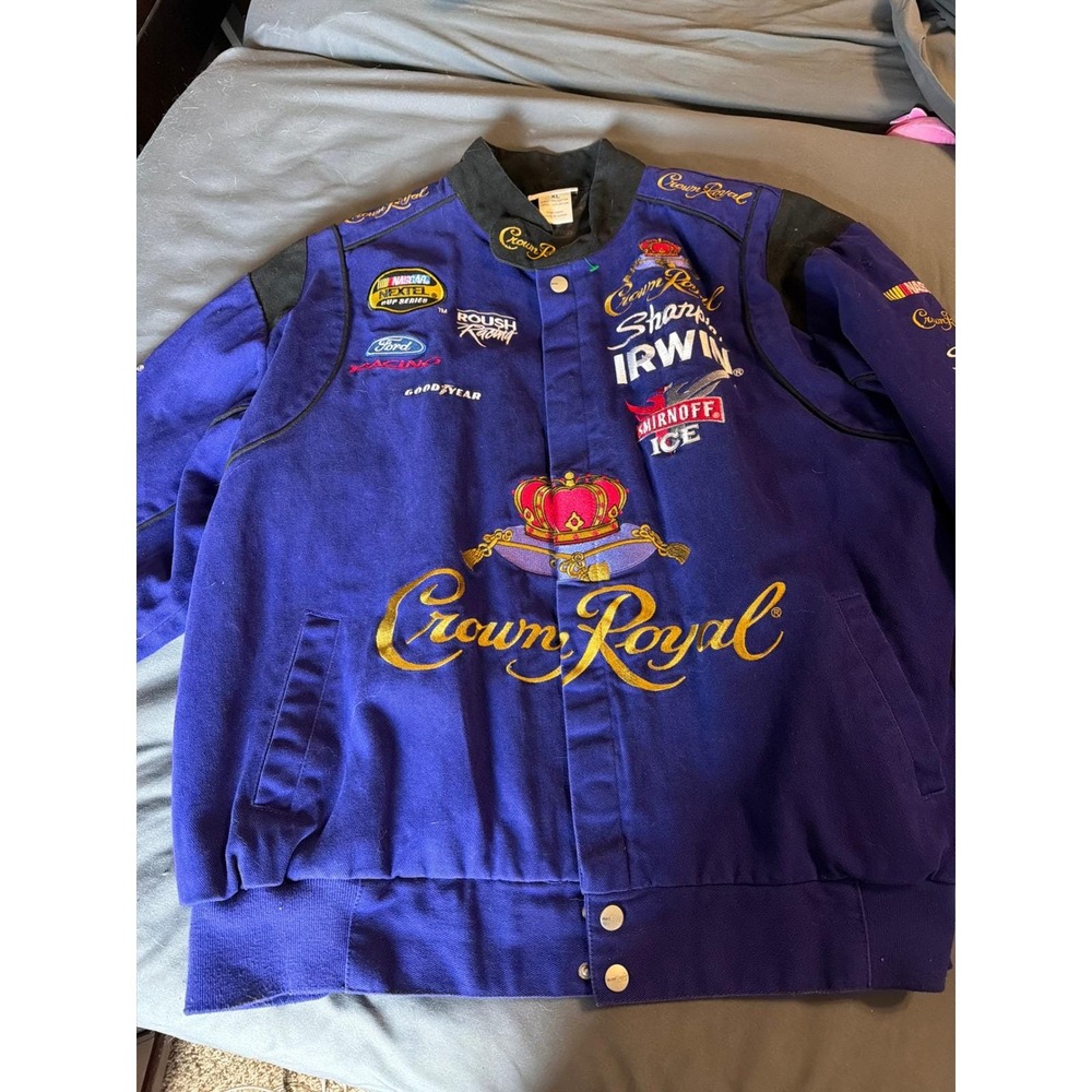 Vintage Team Caliber NASCAR Crown Royal Roush Racing Jacket Purple XL Ford Irwin